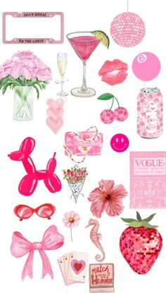 Wallpaper pink, bows, disco balls, cards, flowers All Pink Wallpaper, Pink Girly Wallpaper, Summer Themed Wallpaper, Girly Scrapbook, Good Vibes Wallpaper, Iphone Wallpaper Preppy, Girly Wallpaper, Beautiful Butterfly Photography, Cute Summer Wallpapers