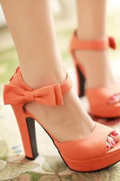 Shoes | Find trending sandals, heels, boots, wedges | Luulla Color Durazno, Sandals With Bow, Chunky Pumps, High Heel Sandals Platform, Block High Heels, Sandals Chunky, Bow High Heels, Open Toe High Heels, Trending Sandals