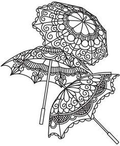 an umbrella that has been drawn in the style of doodles, with designs on it