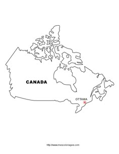 a map of canada with the capital and major cities in black on a white background