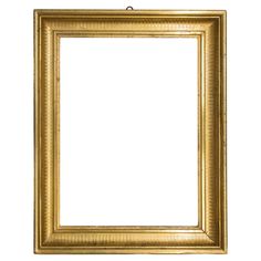 an empty gold frame on a white background