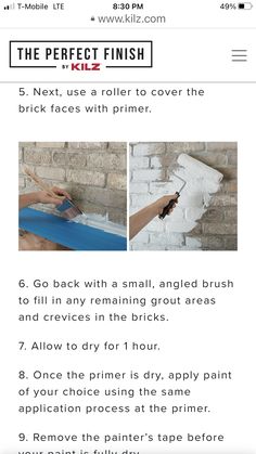 the instructions for how to paint a brick wall