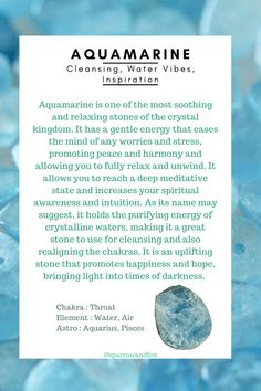 Aquamarine Crystal Meaning, Crystal Planet, Crystals Healing Grids, Turquoise Crystals, Minerals Crystals Stones, Crystal Kingdom, Magical Stones, Witch Spell Book