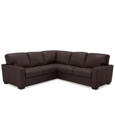 a brown leather sectional sofa on a white background