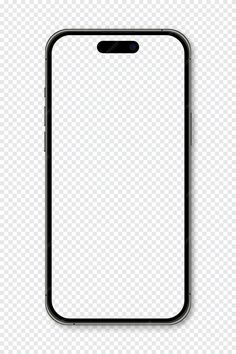 an iphone with a blank screen is shown in black and white, on a transparent background