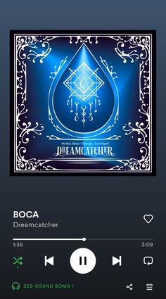 the logo for boca dream catcher is shown on an iphone screen with music player