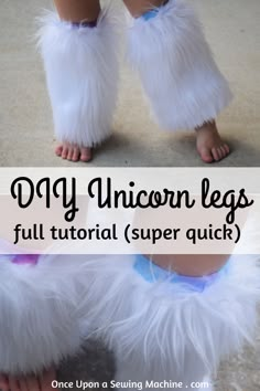 the legs and feet of a child in white furry shoes with text overlay that reads,