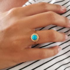 Turquoise Ring*14K Fashion Gold Jewelry For Women Everyday Ring*For Mother Round Turquoise Rose Gold Ring 15th Anniversary # Features * Gram:1.70 gr(approximate weight) * Size: 15 mm * Production Method:CASTİNG +Hand Made Polish  * 14 K (0,585) in gold *Special Gift Box  *Like all precious jewels,it comes in its own gift box. *Can include a little gift note  *The Gold Body Of The Ring İs Polished By Hand. *Available in White gold or Rose Gold choosing Enter the Name You Want  in the Ring Turquoise Birthstone, Gold Schmuck, Turquoise Rose, Ring Rosegold, Birthday Jewelry, Gold Bodies, Everyday Ring, Birthday Ring, Precious Jewels