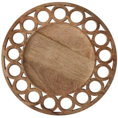 a wooden plate with circles on it