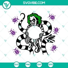 an image of a joker with green hair on his head and black and white stripes