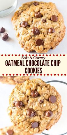 soft and chewy oatmeal chocolate chip cookies are the perfect treat for breakfast