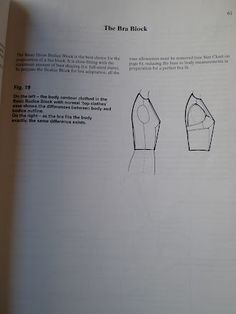 an open book with instructions on how to draw the bra and breast part in it