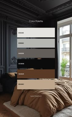 an image of a bedroom with color palettes