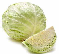 two lettuce halves cut in half on a white background with one whole and the other halved