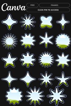 a black background with green and white stars