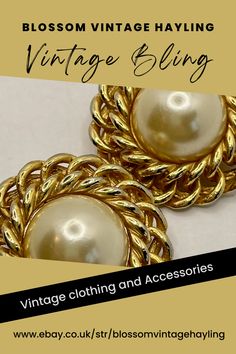 Statement imitation pearl and gold clip-on earrings from 1980s, vintage jewellery #80s #earrings #jewellery #retro #vintage #fashion 1980s Costume, 1980s Jewelry, 80s Earrings, The Eighties, Gold Clips, 1980s Vintage, Vintage Jewellery, Clip On Earrings, Faux Pearl