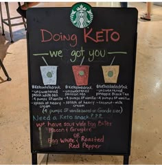 there is a sign that says doing keto we got you and three cups on it