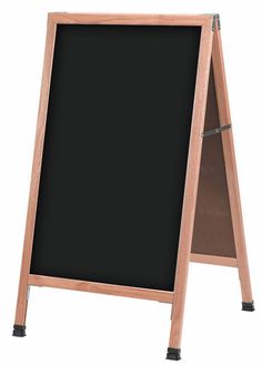 a wooden sign with a blackboard attached to the front and bottom panel, on an isolated white background