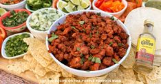 mexican food with salsa and tortilla chips