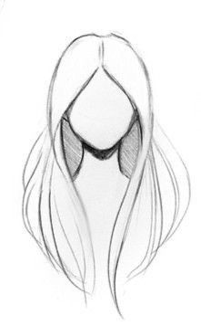 a drawing of a woman's head with long hair