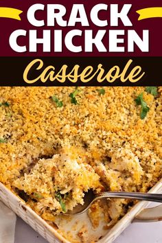 Get ready to be addicted to this crack chicken casserole! Loaded with meat, sour cream, cheese, and bacon, it's beyond irresistible! Best Chicken Casserole, Bacon Dishes, Chicken Casserole Recipe, Chicken Casserole Easy, Casserole Easy, Pumpkin Recipes Easy, Easy Casserole Recipes, Chicken Recipes Casserole, Entree Recipes