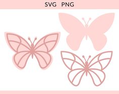 two pink butterflies on a white background with the words svg png above them