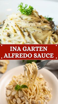 an image of pasta with mushrooms and parmesan cheese