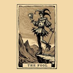 the fool tarot card with mountains in the background