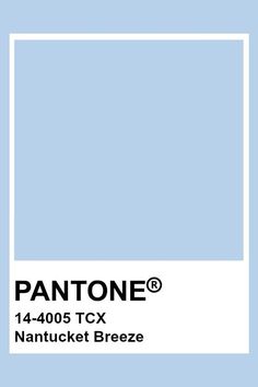 the pantone color is light blue and has a white frame on it, with an inscription