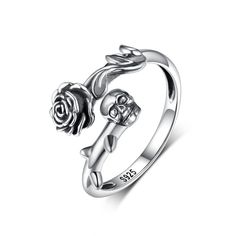 PRICES MAY VARY. Skull Rose Flower Rings: Skull symbolizes freedom and transformation, and rose symbolizes love and femininity. Add excitement to your jewelry collection with this intriguing skull ring! Gorgeous Gift ♥This special sterling silver skull rings with an elegant gift box will be an ideal gift. You can send it to your girlfriend, wife, mom on anniversary, birthday, Valentine's day, party, graduation, engagement or any other important occasion to express your deep love, which is endowe Skeleton Ring, Goth Ring, Gothic Flowers, Skull Wedding Ring, Sterling Silver Skull Rings, Skull Rings, Skull Wedding, Silver Skull Ring, Princess Ring