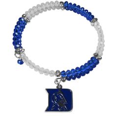 Duke Blue Devils Memory Wire Crystal Bracelet, Girl's Wire Crystal, Team Bracelets, Faceted Design, Basketball Season, Funky Style, Duke Blue Devils, Grey Beads, Blue Devil, Funky Fashion