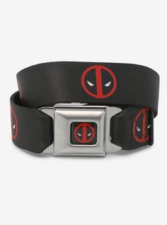 Give your superhero outfit a little extra charm with this seatbelt belt! Featuring Deadpool's logo all around. Comes with a metal seatbelt buckle-style closure.Man-made materials1 12" wide; adjustable for pant sizes 24 to 38Made in USAItem cannot be shipped to P.O. Boxes Seat Belt Belt, Gaming Bedroom, Deadpool Logo, Seatbelt Belt, Super Hero Outfits, Marvel Deadpool, A Metal, Marvel Superheroes, Seat Belt