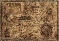 an old pirate map with ships and other items