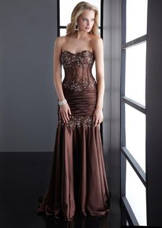 Jasz Couture Prom Dresses, Jasz Couture, Satin Prom Dress, Gorgeous Gowns, Brown Dress, Evening Dresses Prom, Beautiful Gowns, Formal Gowns, Corset Dress