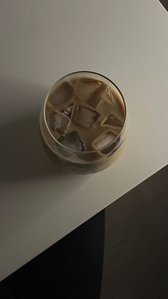 an iced drink in a glass with ice cubes