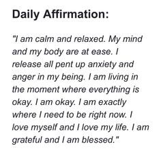 a poem written in black and white with the words daily affirmation on it