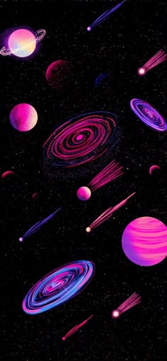 the solar system and its planets are shown in this graphic art work, which includes an array