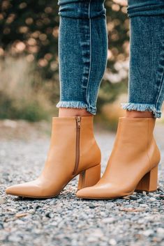 The Tilly booties have an extremely sleek look, with block heel with a clean light tan finish for a sophisticated, and elevated (in every sense of the word) look! 3" Heel True to Size Side Zipper Man Made Materials Vegan Leather Ruched Boots, Booties Outfit, Tan Booties, Fall Boots, Boots Fall, Date Outfits, Light Tan, Country Outfits, Sleek Look