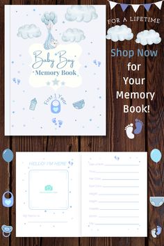 the baby memory book is open and ready to be used