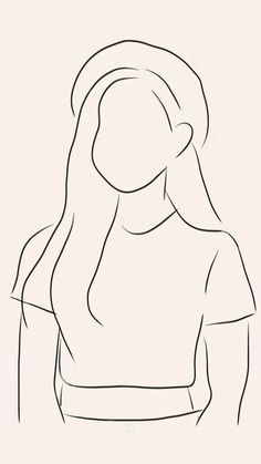 a line drawing of a woman's head with long hair in the back and shoulders