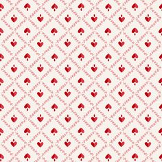 a red and white pattern with hearts on it