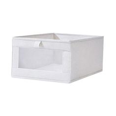 a white storage box with an open lid