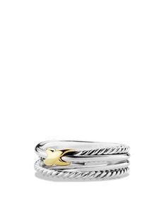 David Yurman X Crossover Ring with 18K Gold David Yurman Ring, Crossover Ring, 18k Gold Jewelry, David Yurman, Crossover, Ring Designs, Just In Case, Women Rings, Band Rings