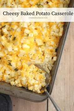 cheesy baked potato casserole in a baking pan