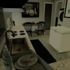 an image of a dirty kitchen scene in 3d