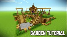 an image of a garden in minecraft with text overlaying it that reads,