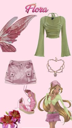 #winx #flora #floraslook Flora Winx Outfit Ideas, Flora Winx Club Halloween Costume, Winx Aesthetic Outfit, Winx Club Outfits Costumes, Winx Flora Costume, Flora Halloween Costume, Winx Flora Outfits, Winx Club Aesthetic Outfits, Flora Winx Club Costume