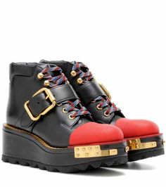 Leather Hiking Boots, Real Leather Boots, Black Platform Shoes, Black Platform Boots, Prada Leather, Black Leather Shoes, Prada Shoes, Platform Boots, Shoe Obsession