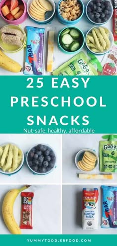 the 25 easy preschool snacks are great for kids and adults to make their own snack