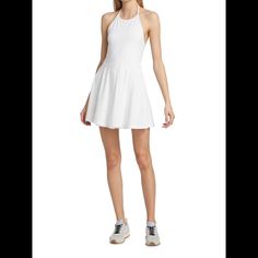 Atm Anthony Thomas Melillo Pima Cotton Halter Tennis Dress W/Shorts/Romper White Size M - Nwot Crafted Of Pima Cotton, Atm Anthony Thomas Melillo's Halter Tennis Dress Flaunts A Flared Skirt For Effortless Movement. Halter Neck, Sleeveless, Necktie, Pima Cotton/Spandex, Machine Wash, Imported. Msrp $275.00 Nwot - Shelf Pull, Tags Removed By Store, Inside Designer Tag Ripped During Process But Still Attached. Brand New Without Tags From Reputable Wholesaler. Due To Storage And Shipping This Item Casual Short Tennis Dress With Built-in Shorts, Casual Tennis Dress With Built-in Shorts, Fitted Short Length Skort For Daywear, Sleeveless Summer Dress With Built-in Shorts, Summer Daywear Fitted Skort, Stretch Mini Dress With Built-in Shorts, White Tennis Dress With Built-in Shorts For Summer, Casual Stretch Tennis Dress In Short Length, Casual Stretch Tennis Dress, Short Length